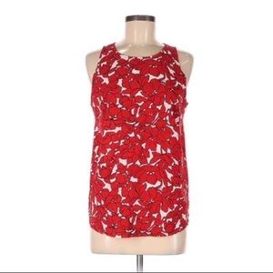 Dalia Red Floral Print Tank Top Blouse Size Large